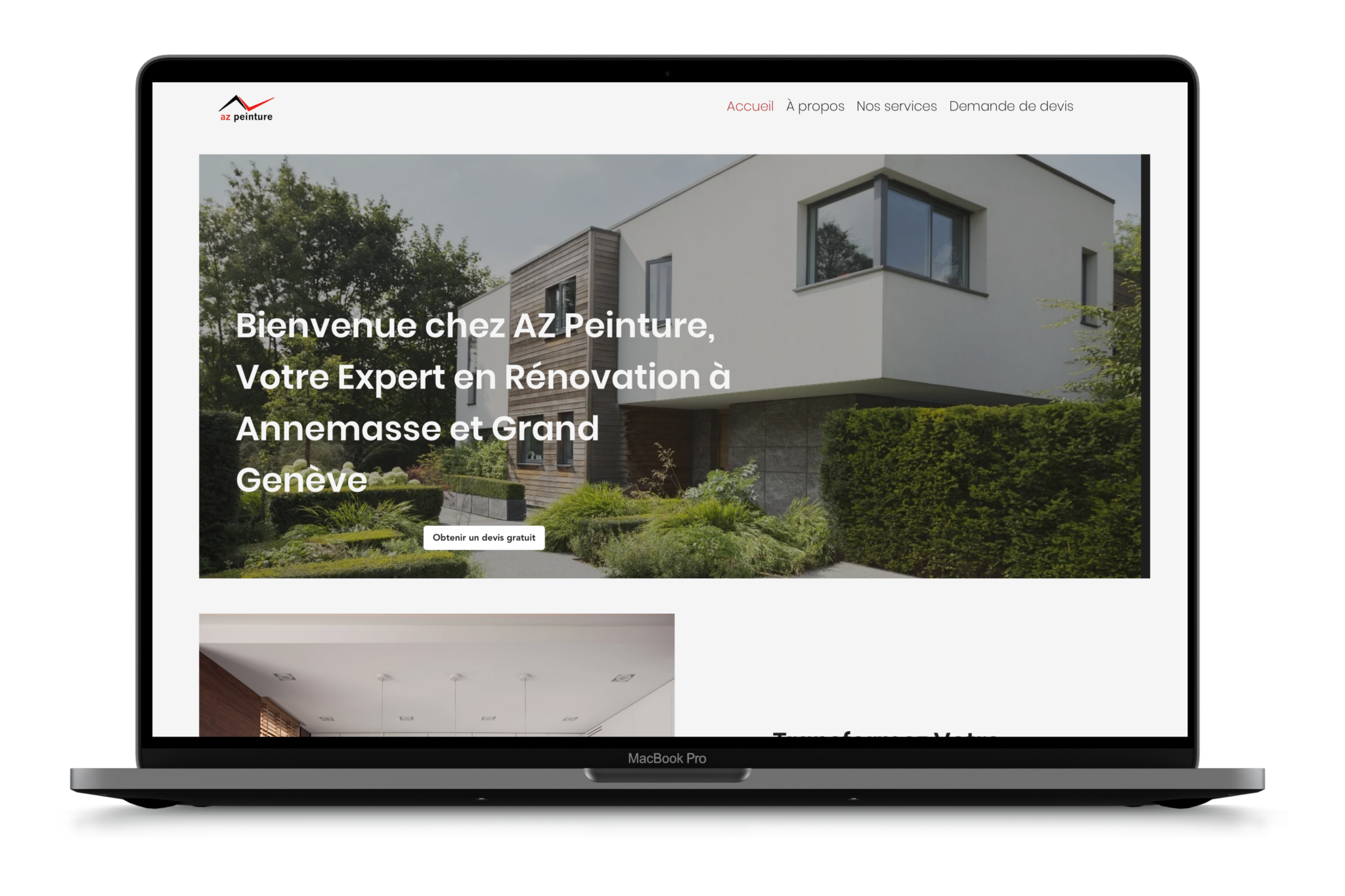 Projet site web pour le client Az Peinture